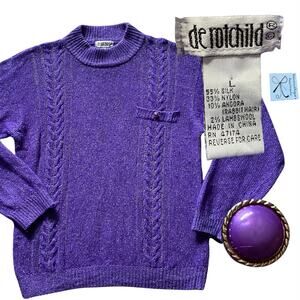 De Rotchild Silk/Angora/Lambswool Blend Mock Neck Sweater Sz L